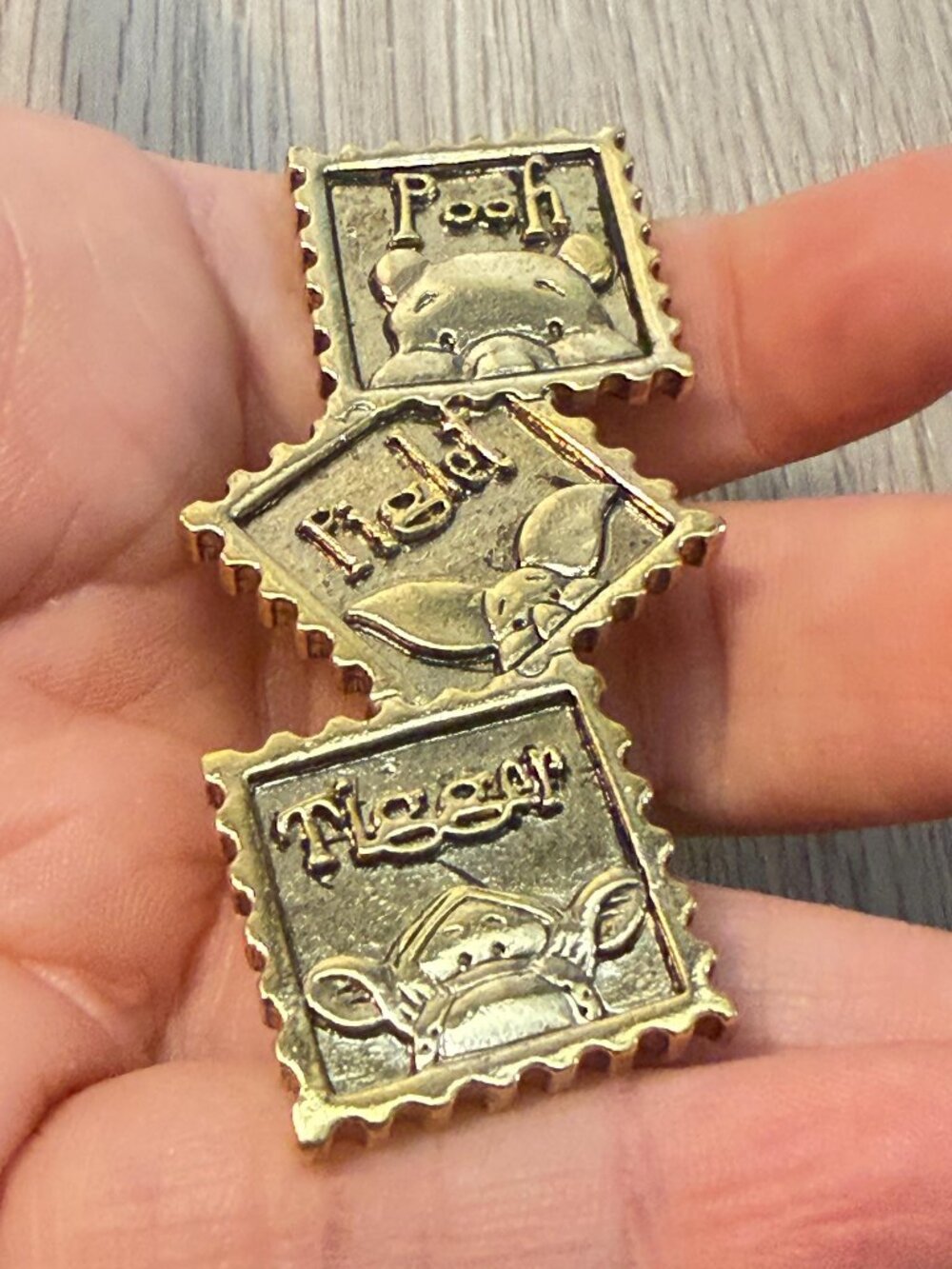 Disney Vintage Winnie The Pooh Piglet Tigger Stamp Brooch 2.5” NOS